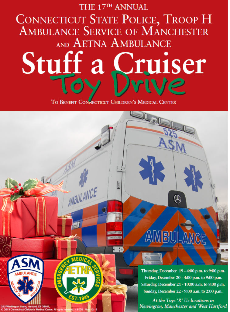 State Police, Aetna and ASM Toy Drive to Benefit Connecticut Children’s