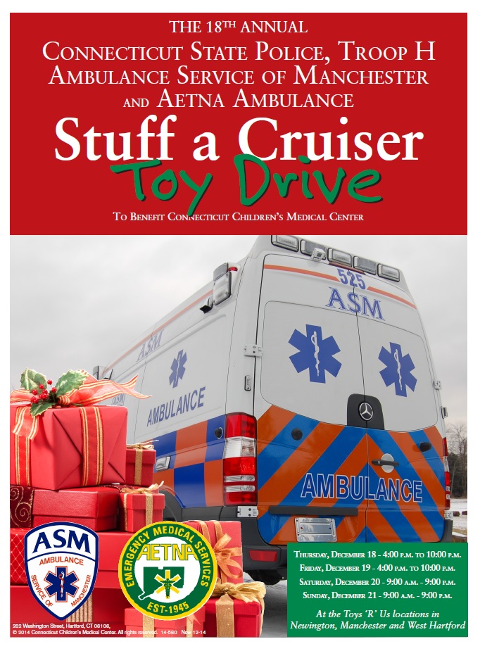 State Police, ASM and Aetna Toy Drive to Benefit Connecticut Children’s